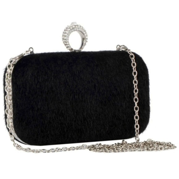 RARE JNB Diamond Ring Knuckle Faux Fur Clutch - Picture 6 of 7